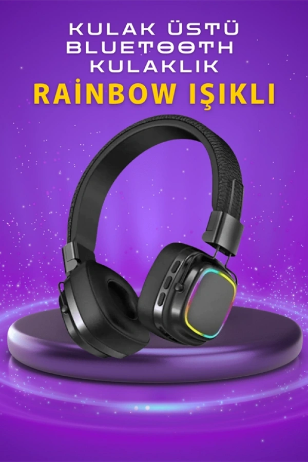 Renkli Işık Efektli Bluetooth 5.3 Müzik Kulaklığı