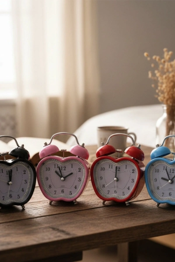 Renkli Kalp Masa Çalar Saati