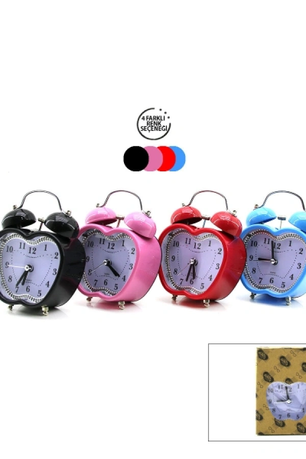Renkli Kalp Masa Çalar Saati