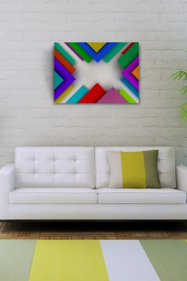 Renkli Üçgenler Kanvas Tablo 50 x 70