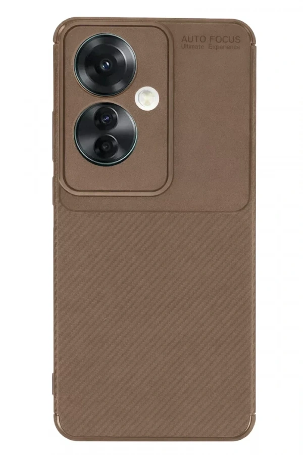 Reno 11F Kılıf Auto Focus Karbon Kapak - Kahverengi