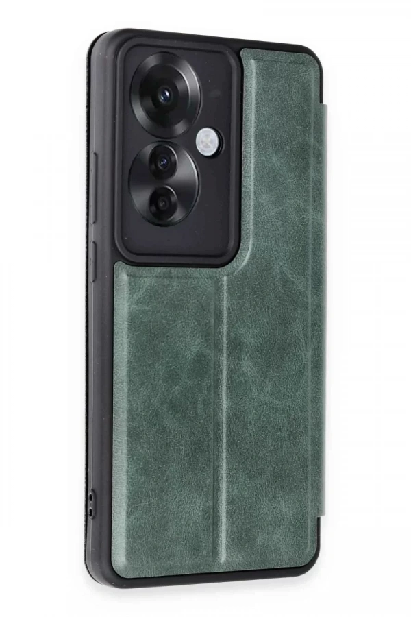 Reno 11F Kılıf Flip Cover - Koyu Yeşil