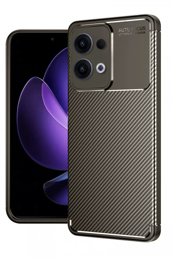 Reno 13 Pro Kılıf Auto Focus Karbon Kapak - Kahverengi