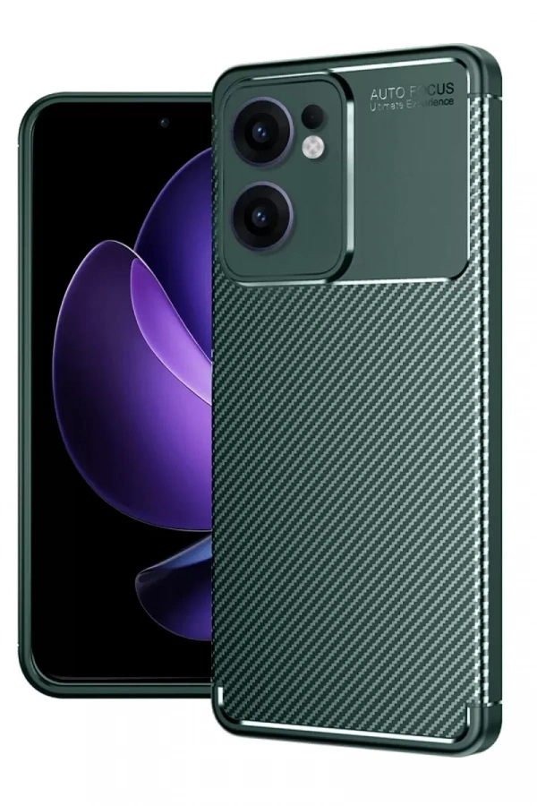 Reno 13F Kılıf Auto Focus Karbon Kapak - Koyu Yeşil