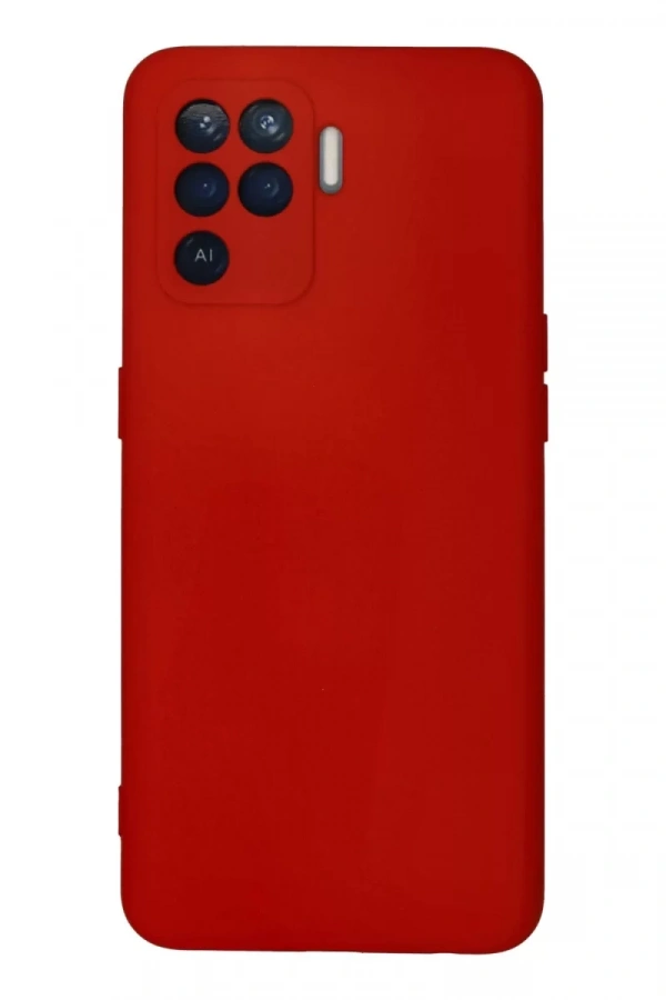 Reno 5 Lite Kılıf Nano içi Kadife Silikon - Kırmızı