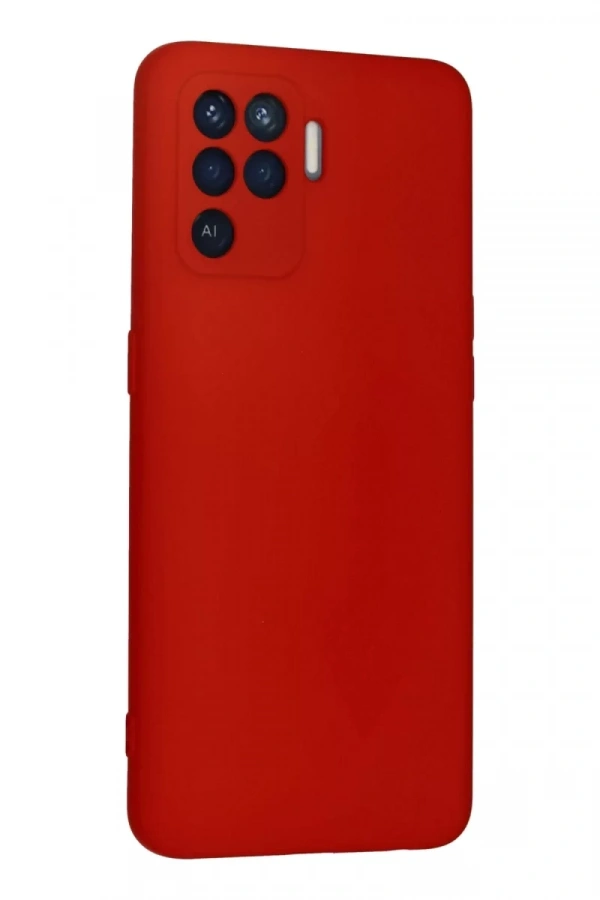 Reno 5 Lite Kılıf Nano içi Kadife Silikon - Kırmızı
