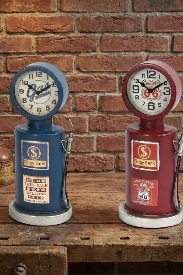 Retro Benzin Pompası Tasarımlı Masaüstü Saat