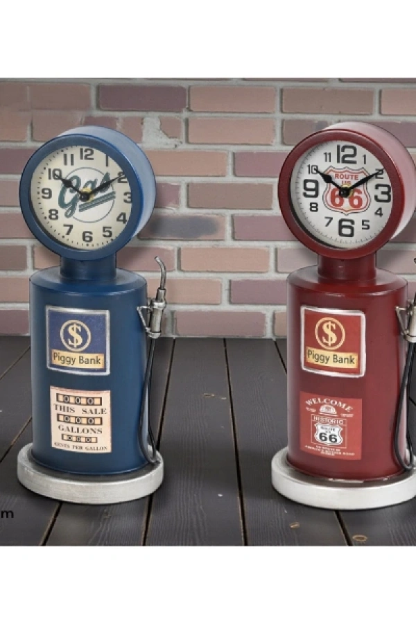 Retro Benzin Pompası Tasarımlı Masaüstü Saat