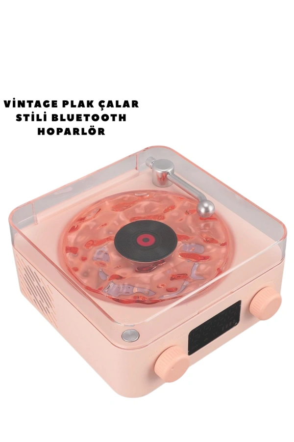 Retro Bluetooth Hoparlör PEMBE