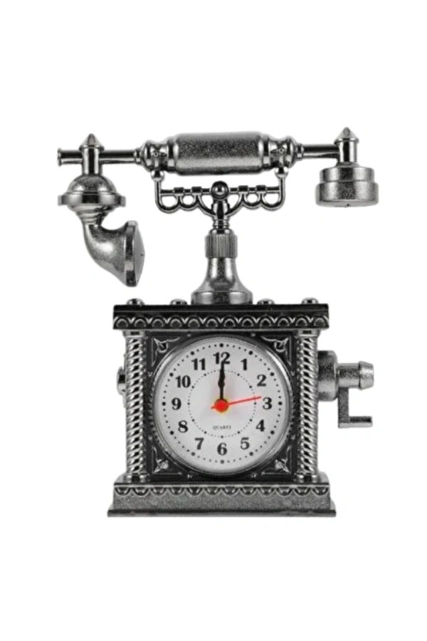 Retro Telefon Görünümlü Çalar Saat Masa ve Raf Dekoru