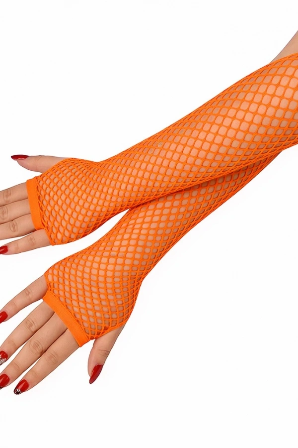 Retro Turuncu File Parmaksız Eldiven 26 cm