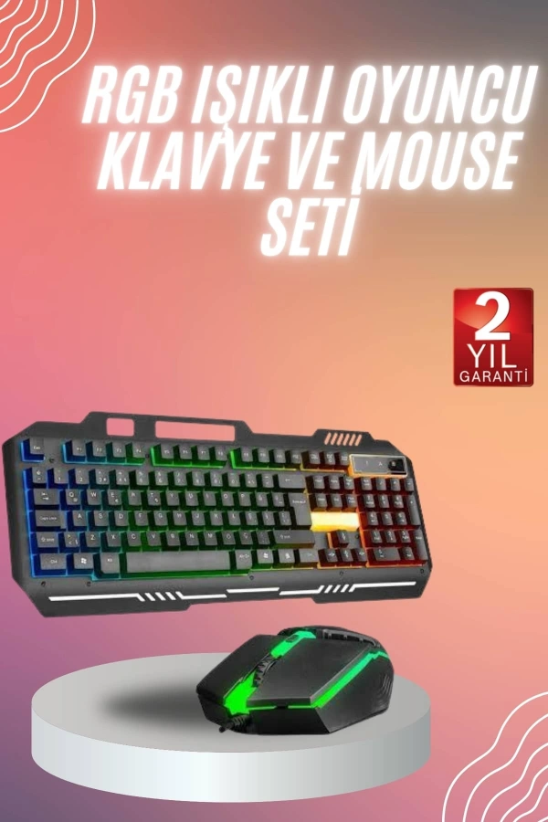 RGB Işıklı   Klavye Q Klavye Mouse Hediyeli