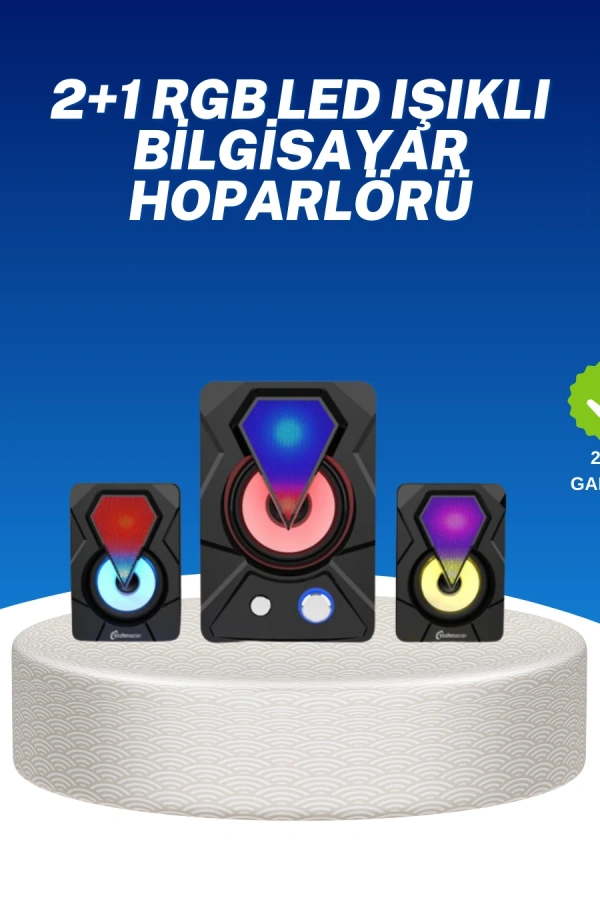 RGB Işıklı USB Hoparlör Seti 9W Çıkış Gücü Derin Bas