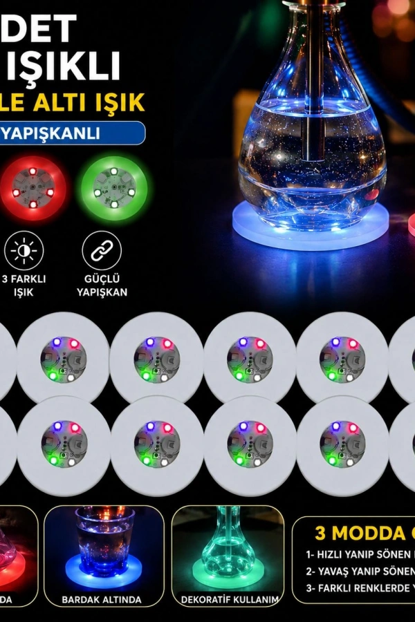 RGB LED Nargile Altı Işık 12’li Set