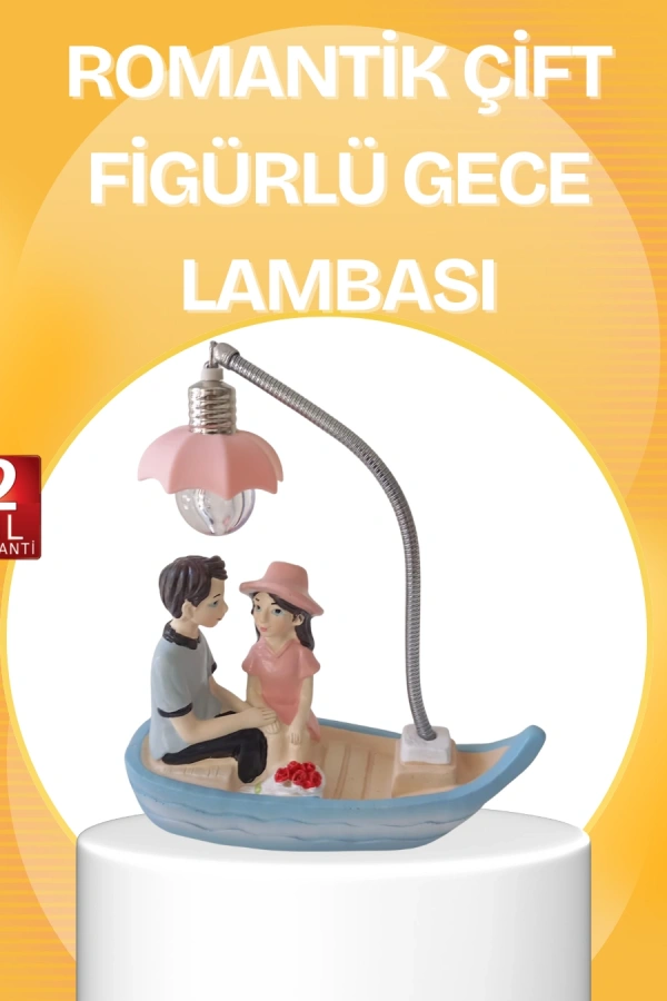 Romantik Çift Figürlü Gece Lambası Sandal Model Sevgiliye Özel Hediye