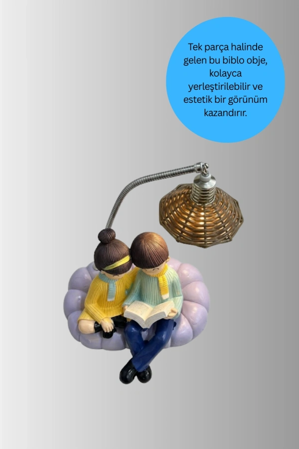 Romantik Çift Figürlü Okuyan Çift Masa Lambası Dekoratif LED Aydınlatma