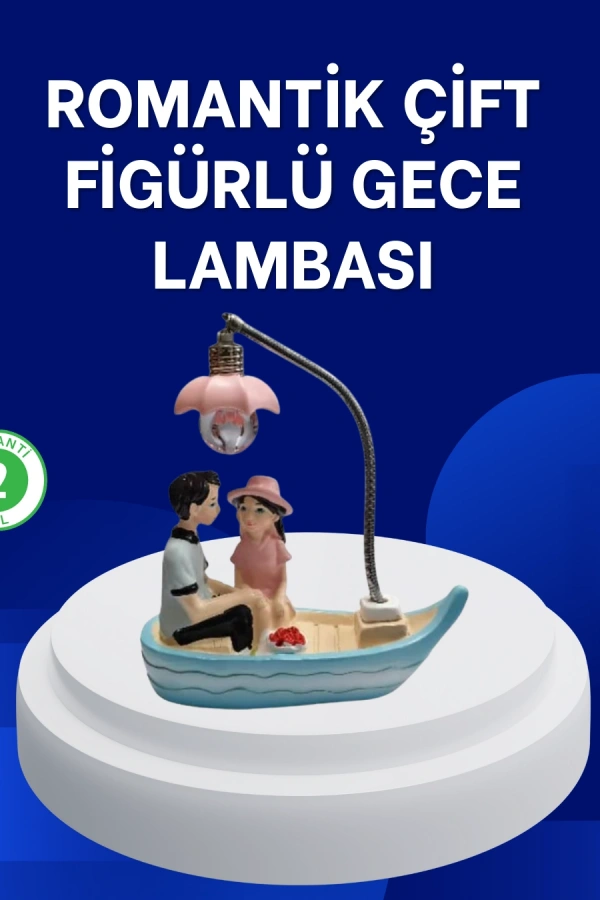 Romantik Sandal Üzerinde Çift Figürü LED Gece Lambası Masa Dekoru