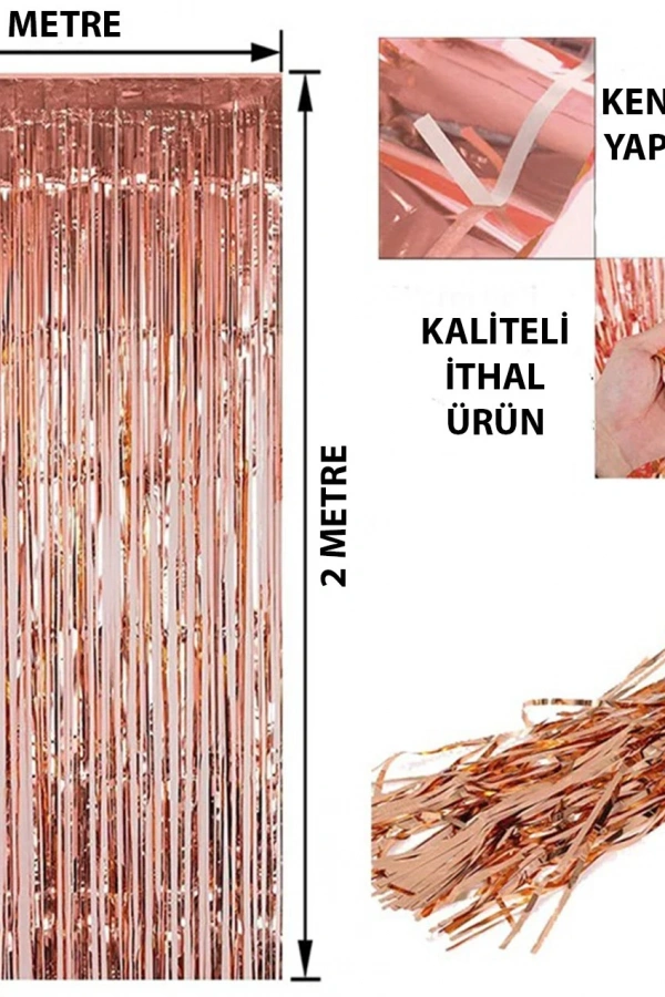 Rose Gold Püsküllü Kapı Perdesi