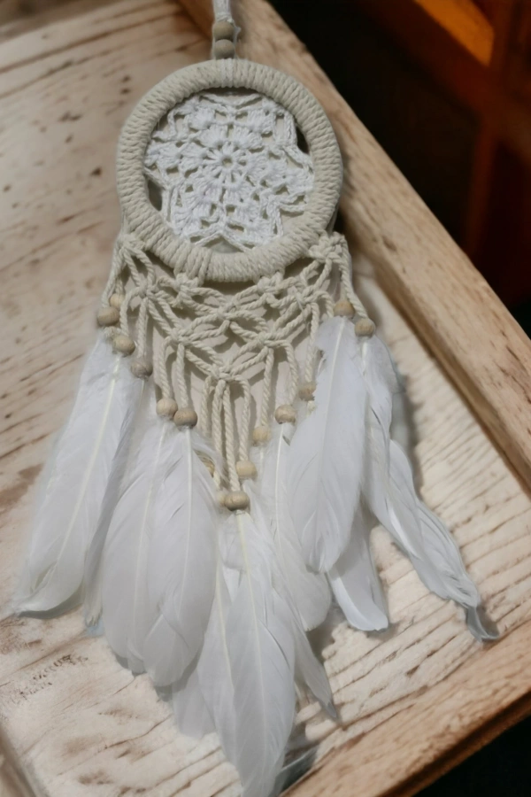 Rüya Kovan Dream Catcher Beyaz Kuş Tüylü