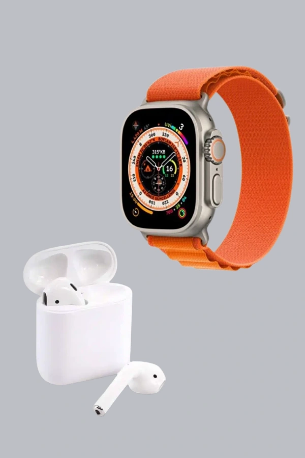 S8 Ultra Akıllı Saat ve Bluetooth Kablosuz Kulaklık 2’li Set