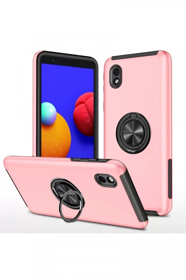 Samsung Galaxy A01 Core Kılıf Elit Yüzüklü Kapak - Pembe