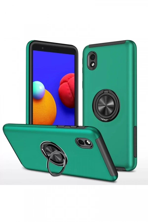 Samsung Galaxy A01 Core Kılıf Elit Yüzüklü Kapak - Yeşil