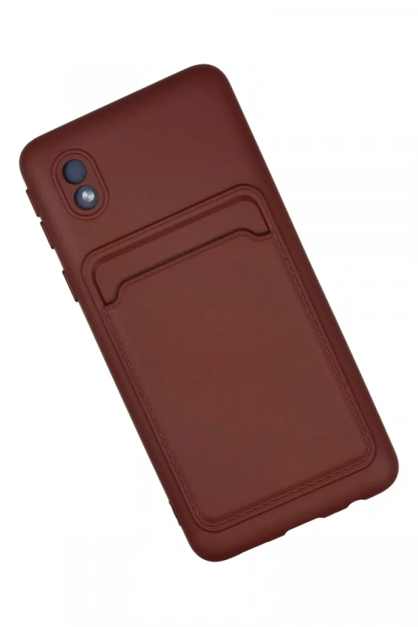 Samsung Galaxy A01 Core Kılıf Kelvin Kartvizitli Silikon - Bordo