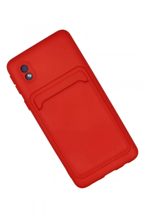 Samsung Galaxy A01 Core Kılıf Kelvin Kartvizitli Silikon - Kırmızı