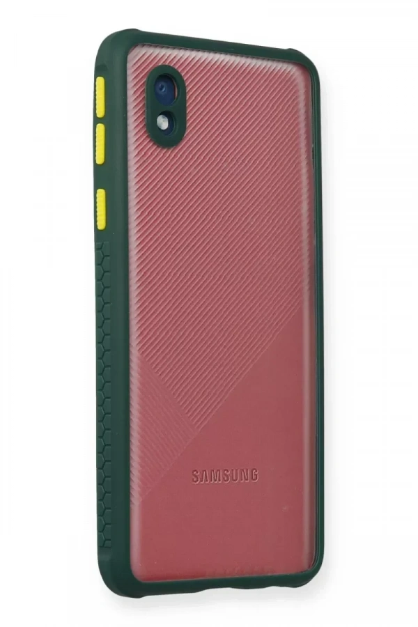Samsung Galaxy A01 Core Kılıf Miami Şeffaf Silikon - Koyu Yeşil