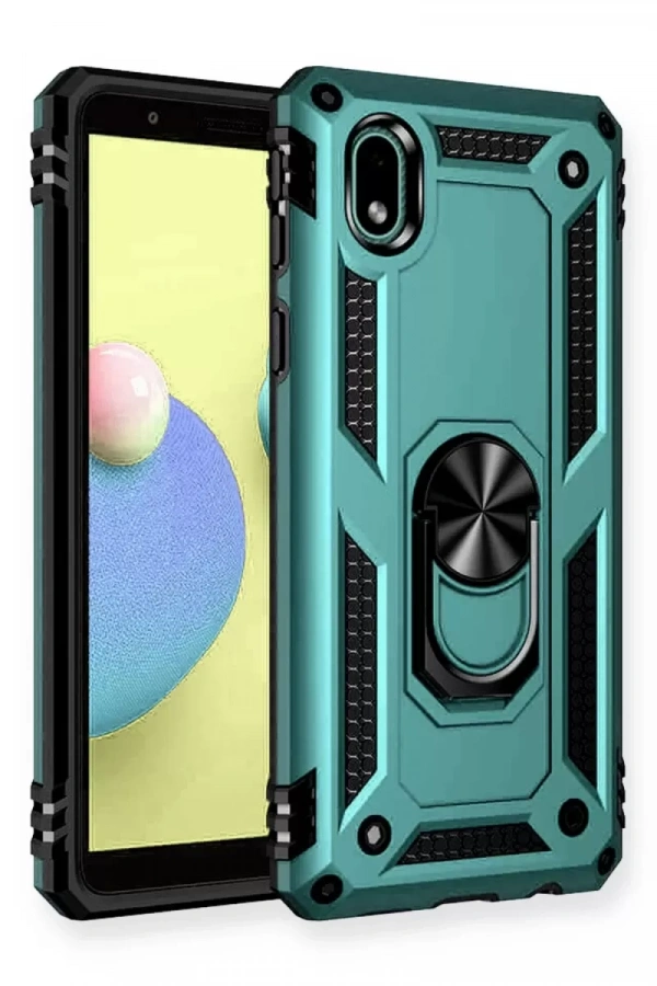 Samsung Galaxy A01 Core Kılıf Sofya Yüzüklü Silikon Kapak - Yeşil