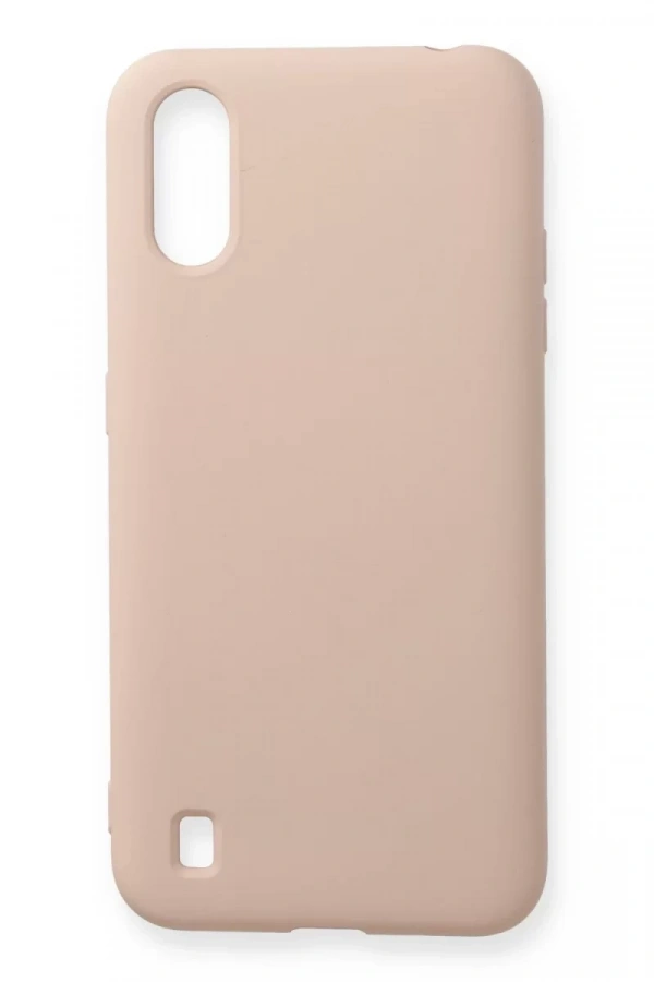 Samsung Galaxy A01 Kılıf Nano içi Kadife Silikon - Pudra