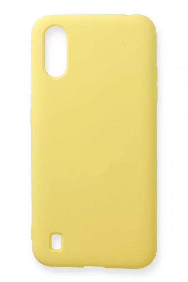Samsung Galaxy A01 Kılıf Nano içi Kadife Silikon - Sarı