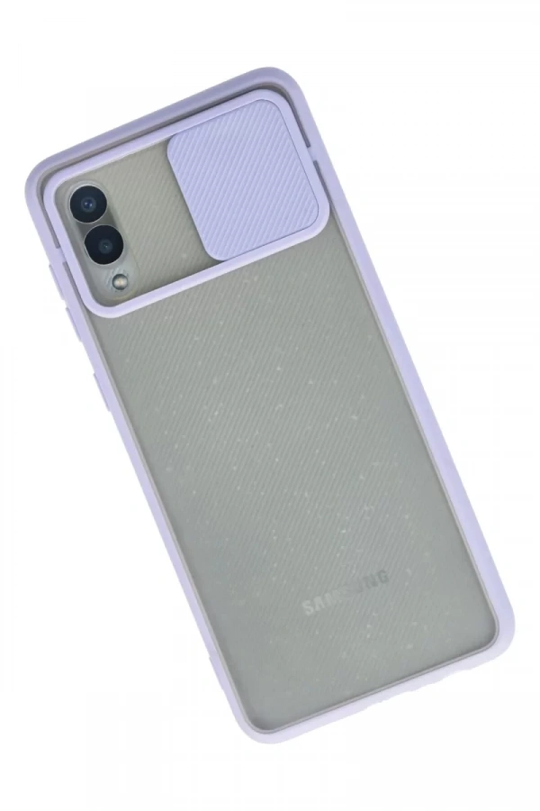 Samsung Galaxy A02 Kılıf Palm Buzlu Kamera Sürgülü Silikon - Lila
