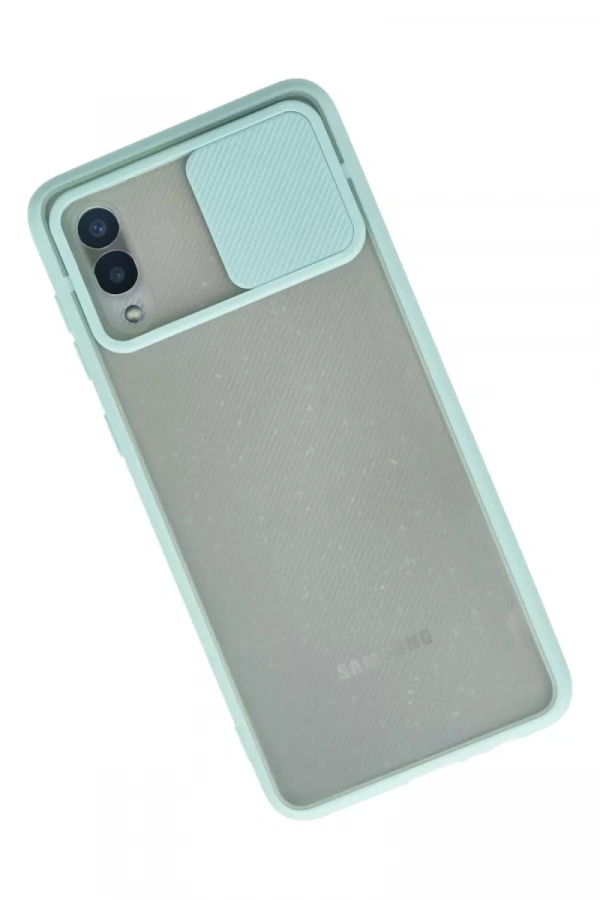 Samsung Galaxy A02 Kılıf Palm Buzlu Kamera Sürgülü Silikon - Turkuaz