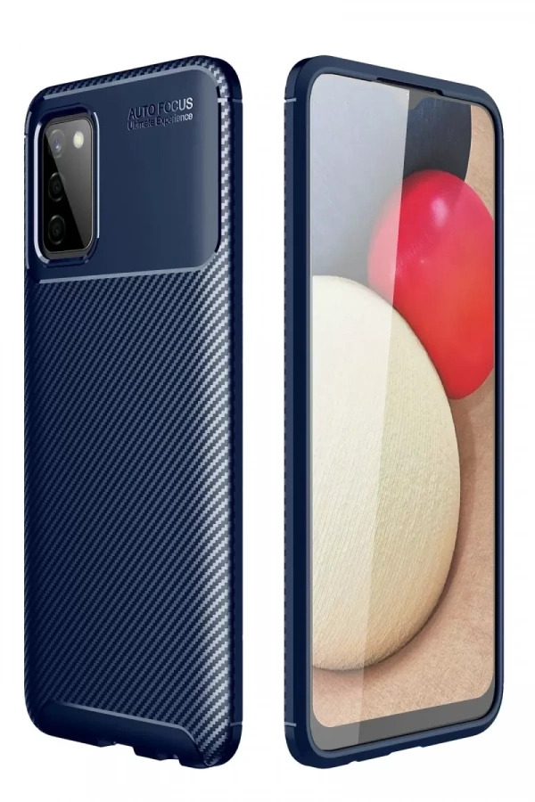 Samsung Galaxy A02S Kılıf Auto Focus Karbon Kapak - Lacivert