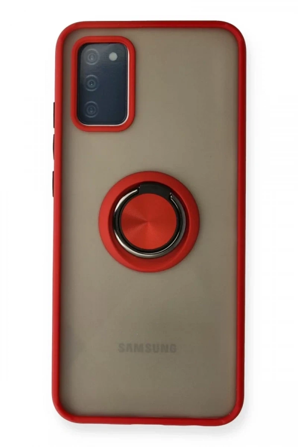 Samsung Galaxy A02S Kılıf Montreal Yüzüklü Silikon Kapak - Kırmızı
