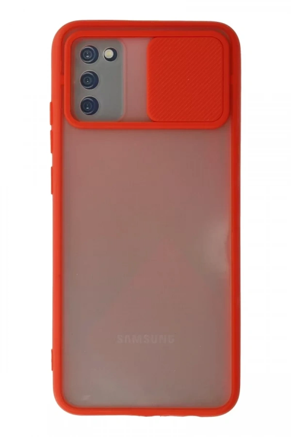 Samsung Galaxy A02S Kılıf Palm Buzlu Kamera Sürgülü Silikon - Kırmızı