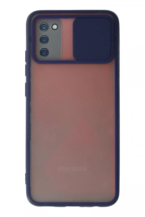 Samsung Galaxy A02S Kılıf Palm Buzlu Kamera Sürgülü Silikon - Lacivert