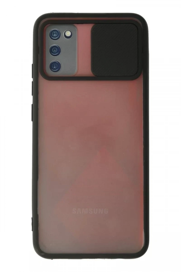 Samsung Galaxy A02S Kılıf Palm Buzlu Kamera Sürgülü Silikon - Siyah