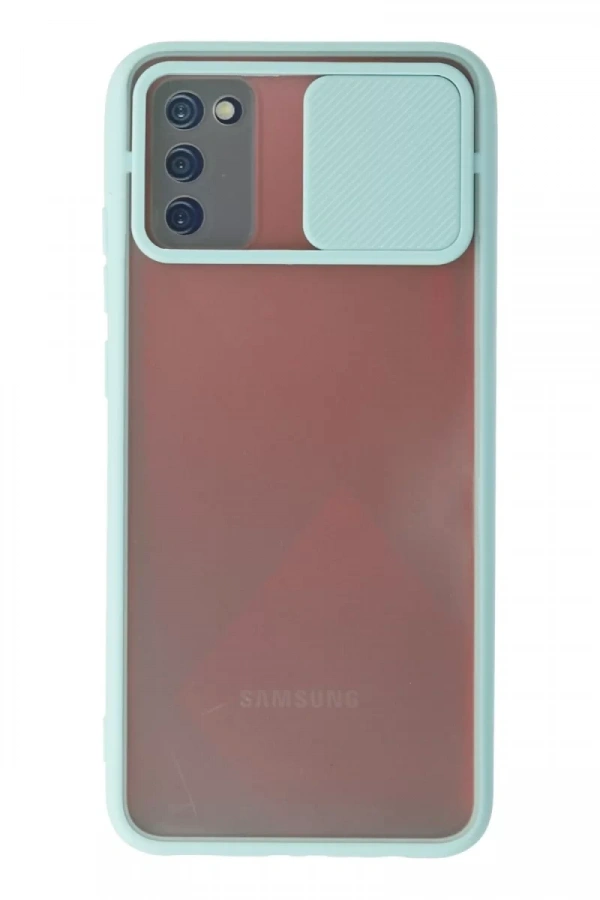 Samsung Galaxy A02S Kılıf Palm Buzlu Kamera Sürgülü Silikon - Turkuaz