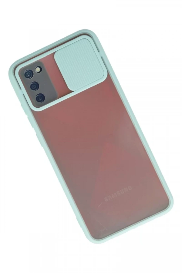 Samsung Galaxy A02S Kılıf Palm Buzlu Kamera Sürgülü Silikon - Turkuaz