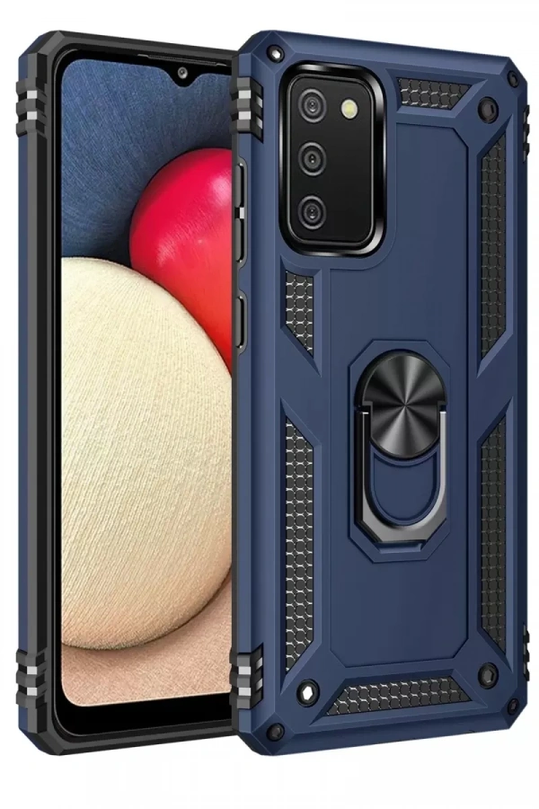 Samsung Galaxy A02S Kılıf Sofya Yüzüklü Silikon Kapak - Lacivert