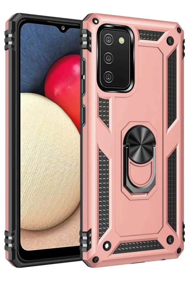 Samsung Galaxy A02S Kılıf Sofya Yüzüklü Silikon Kapak - Rose
