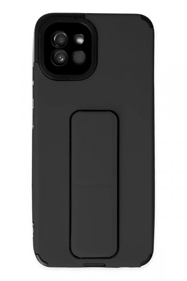 Samsung Galaxy A03 Kılıf Mega Standlı Silikon - Siyah