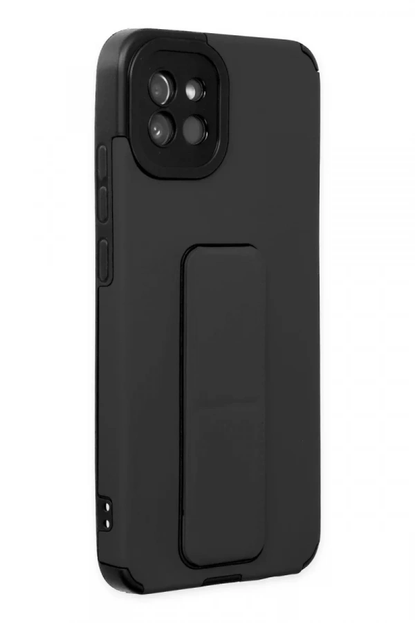 Samsung Galaxy A03 Kılıf Mega Standlı Silikon - Siyah