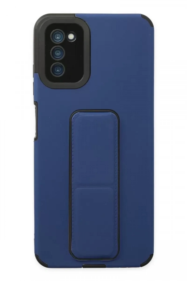 Samsung Galaxy A03S Kılıf Mega Standlı Silikon - Mavi