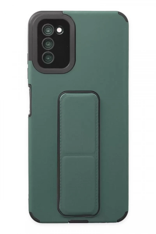 Samsung Galaxy A03S Kılıf Mega Standlı Silikon - Yeşil