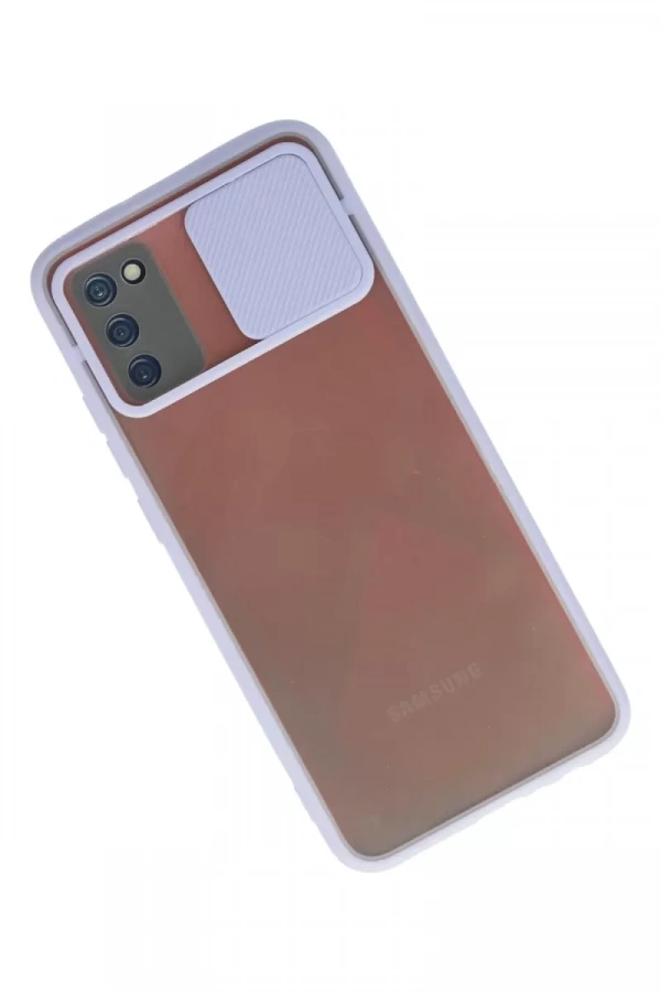 Samsung Galaxy A03S Kılıf Palm Buzlu Kamera Sürgülü Silikon - Lila