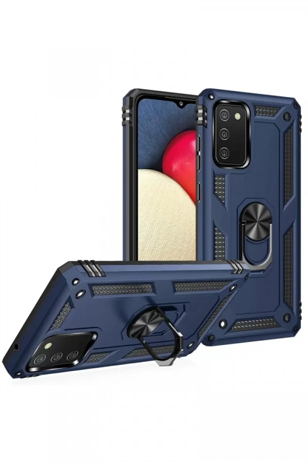 Samsung Galaxy A03S Kılıf Sofya Yüzüklü Silikon Kapak - Lacivert
