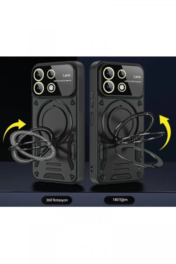 Samsung Galaxy A05 Kılıf Joy Lens Standlı Kapak - Siyah